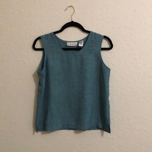 Blue linen sleeveless blouse - Size S - Draper’s & Damon’s